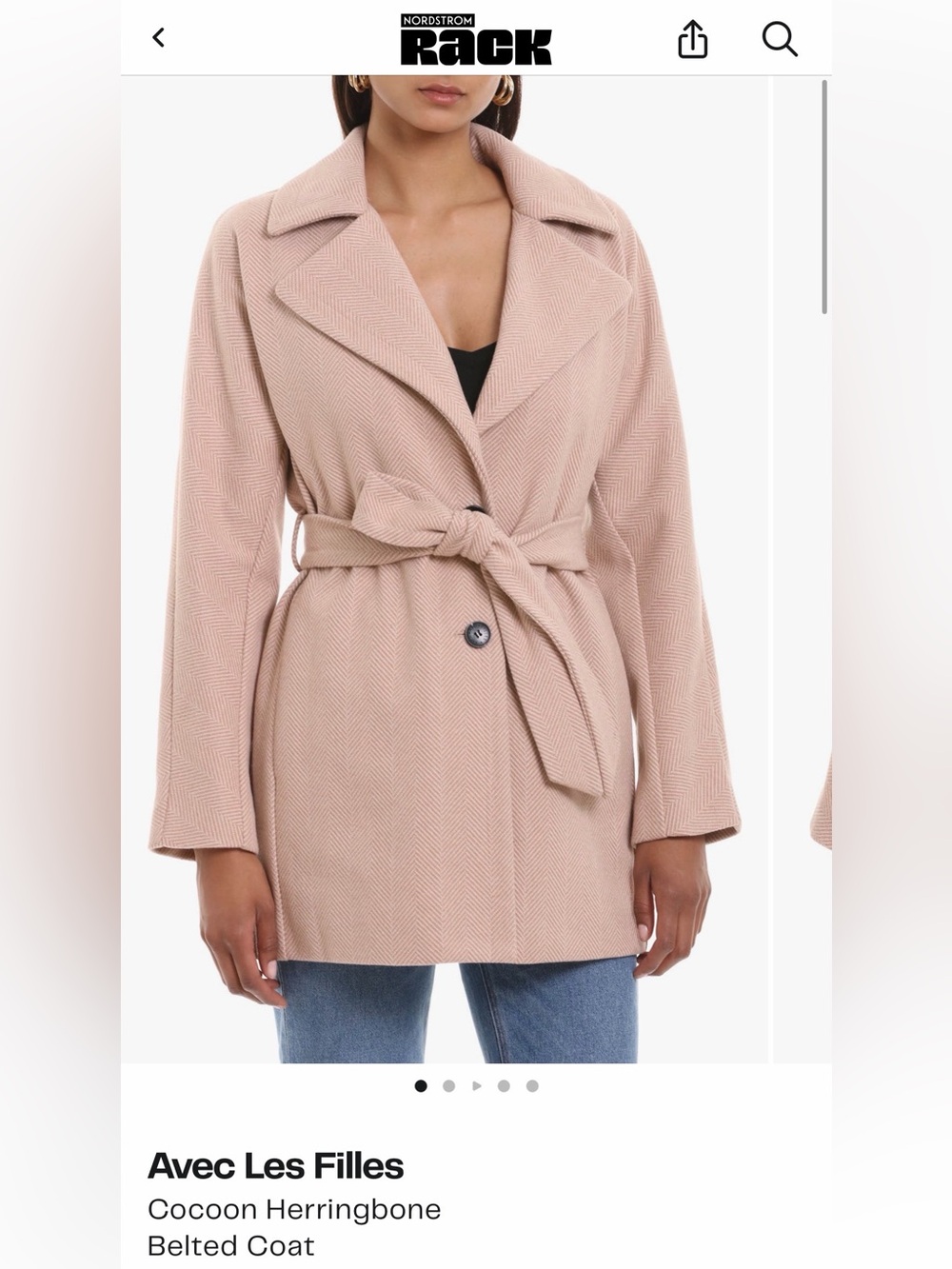 Avec Les Filles Cocoon Herringbone Belted Coat. Small. NWT. Perfect Condition.